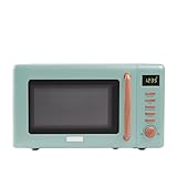 Haden Dorchester Green - Horno microondas de 20 L, 800 W, controles digitales, 5 niveles de potencia, ideal para encimera con acabado efecto madera,...