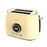 Cecotec Tostadora Digital ClassicToast 8000 Yellow Double. 800 W, 2 Ranuras extraanchas para 2 tostadas, Pantalla Digital, 3 Funciones, Varillas...