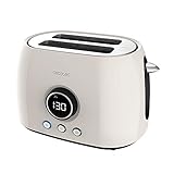 Cecotec Tostadora Digital ClassicToast 8000 Beige Double. 800 W, 2 Ranuras extraanchas para 2 tostadas, Pantalla Digital, 3 Funciones, Varillas...