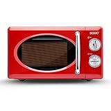 SOGO Microondas Sin Grill Estilo Retro Vintage, de instalación libre y capacidad 20 Litros. 6 Potencias, 700 Watts, color Rojo (SS-890)