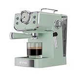 EVVO Cafetera Express Intensa Retro, 15 bares, Acabado Vintage, Cuerpo de Acero, Espressos y Capuccinos, 950W, Doble salida, Portafiltros, Depósito...