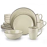 vancasso serie NAVIA Nature Juego de Vajillas 16 piezas, con Platos de Cena, Postre, Cuencos y Tazas, Esmaltada Gres Vajillas Retro para 4...