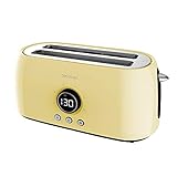 Cecotec Tostadora Digital ClassicToast 15000 Yellow Extra Double. 1500 W, Capacidad para 4 Tostadas, 2 Ranuras Largas extraanchas, 3 Funciones, Luz...