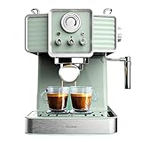 Cecotec Cafetera Express Power Espresso 20 Tradizionale Light Green. 1350 W, Espresso y Cappucicno, 20 Bares y Thermoblock, Vaporizador, Manómetro,...