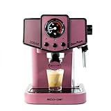 ECODE® Cafetera Espresso Delice Purple, 20 Bares de Presión, Vaporizador Orientable, Depósito de 1.5 litros, Mono/Doble dosis, Manómetro con...