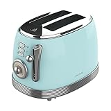 Cecotec Tostadora Toast&Taste 800 Vintage Light Blue. 850 W, Doble Ranura Corta Extra anchas de 3,8 cm, 2 Tostadas, Acabados en Acero Inoxidable,...