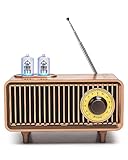 Radio de Madera, COLSUR Radio portatil pequeña, Altavoz Bluetooth,Mini Radio FM con Estilo Vintage, Radio Recargable, Altavoz Sonido de Graves,...