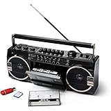 Ricatech PR 1980 reproductor de potencia, radiocasetera, casete, reproductor de cintas, radio AM, FM, SO 3 bandas sonoras, admite tarjetas USB y SD,...