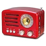 PRUNUS J-160 Am/FM/SW Radio Vintage, Radio Portatil Pequeña Bluetooth, Radio Retro con Reproductor USB/TF/AUX, Transistores Radio con Excelente...