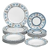 Baroni Home Vajilla de 18 Piezas de Porcelana, Juego de Platos para 6 Personas, Platos Hondos, Platos Llanos, Platos de Frutas o Dulces, Estilo...