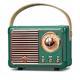 PRUNUS J-999 Mini Altavoz Bluetooth con Radio FM, Radio Vintage Retro con Bateria Recargable, Soporte TF Card/AUX/USB, Bluetooth 5.0, para la...