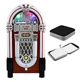 Máquina de Discos Retro Años 50 Tocadiscos Estilo Vintage Entretenimiento Hi-Fi Stereo Jukebox FM Radio Bluetooth AUX MP3 USB 7 Luces LED Cambiantes...